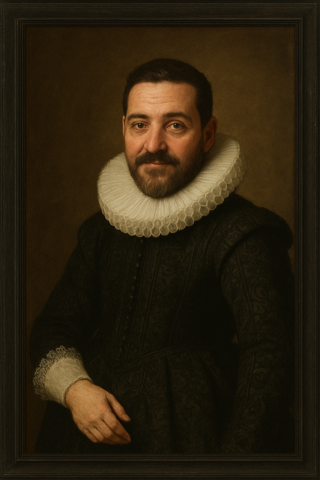 Autoritratto in stile seicentesco con elementi del ritratto barocco